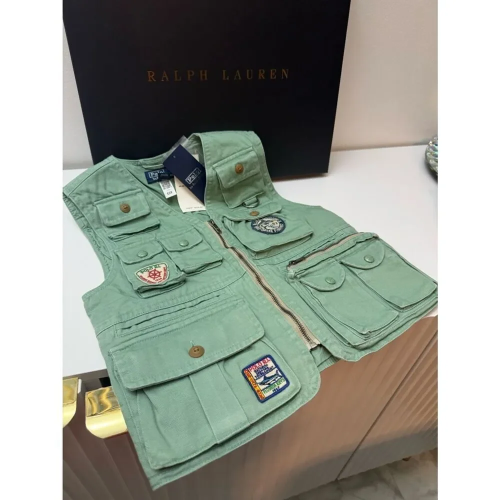 Polo Ralph Lauren Boys Size 6 Mint Green Key West Fishing Utility Vest NWT Rare